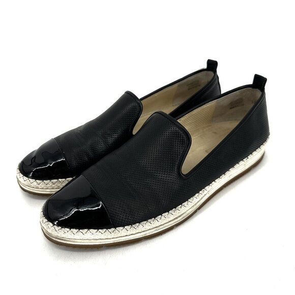 Paul Green Posh Leather Pull-On Cap Toe Espadrille Sneakers Black Size 11 - Picture 1 of 9